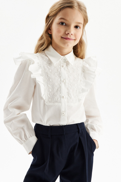 Хлопковая блузка с кружевом (SSFSG-229-23010-201) Silver spoon