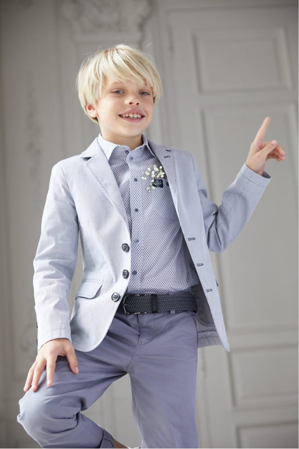 Пиджак в полоску из 100% хлопка с посадкой Slim (SNFSB-029-13500-811) Silver spoon