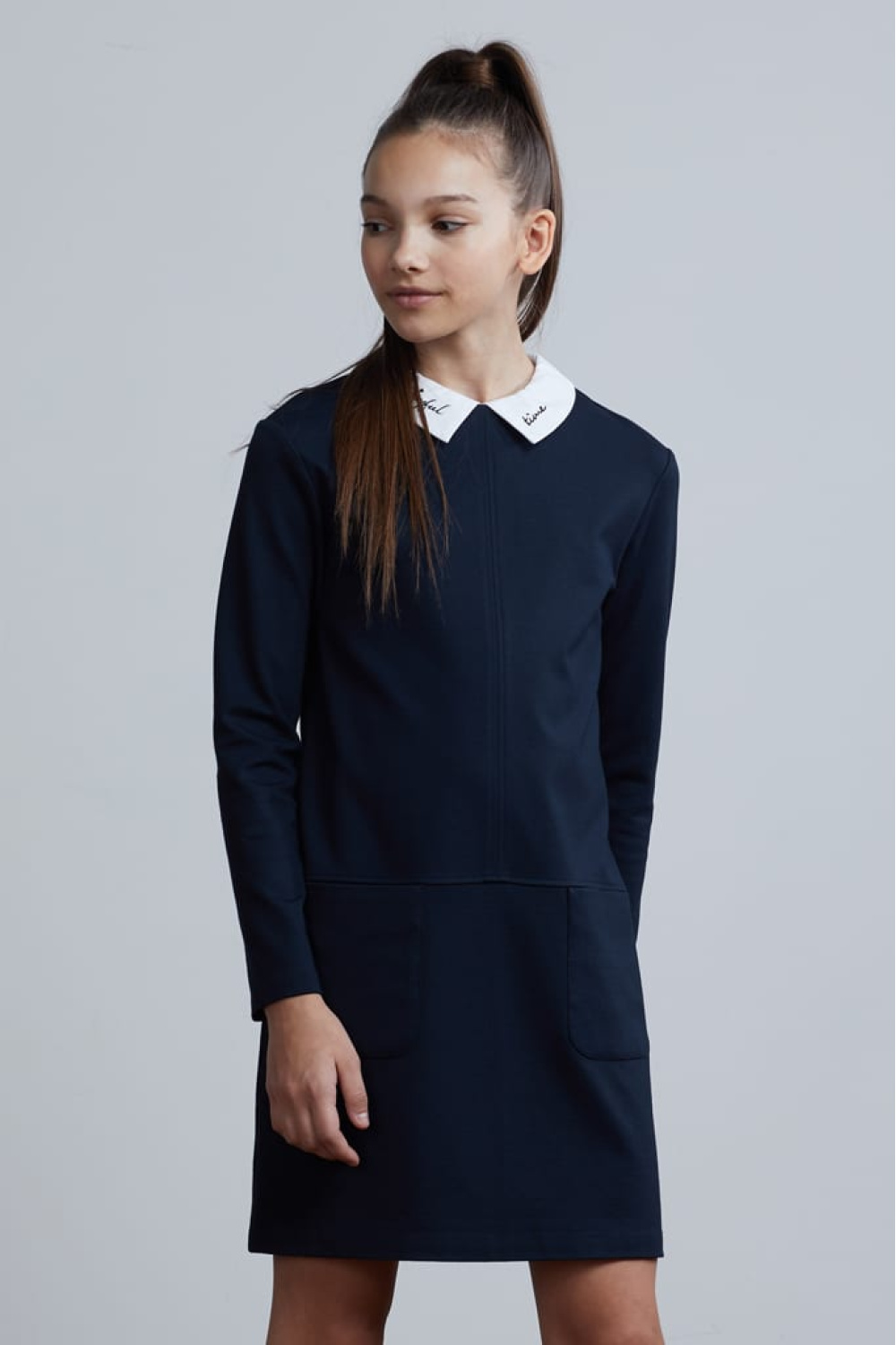 Платье с воротничком из трикотажа milano jersey (SSFSG-928-23607-309) Silver spoon
