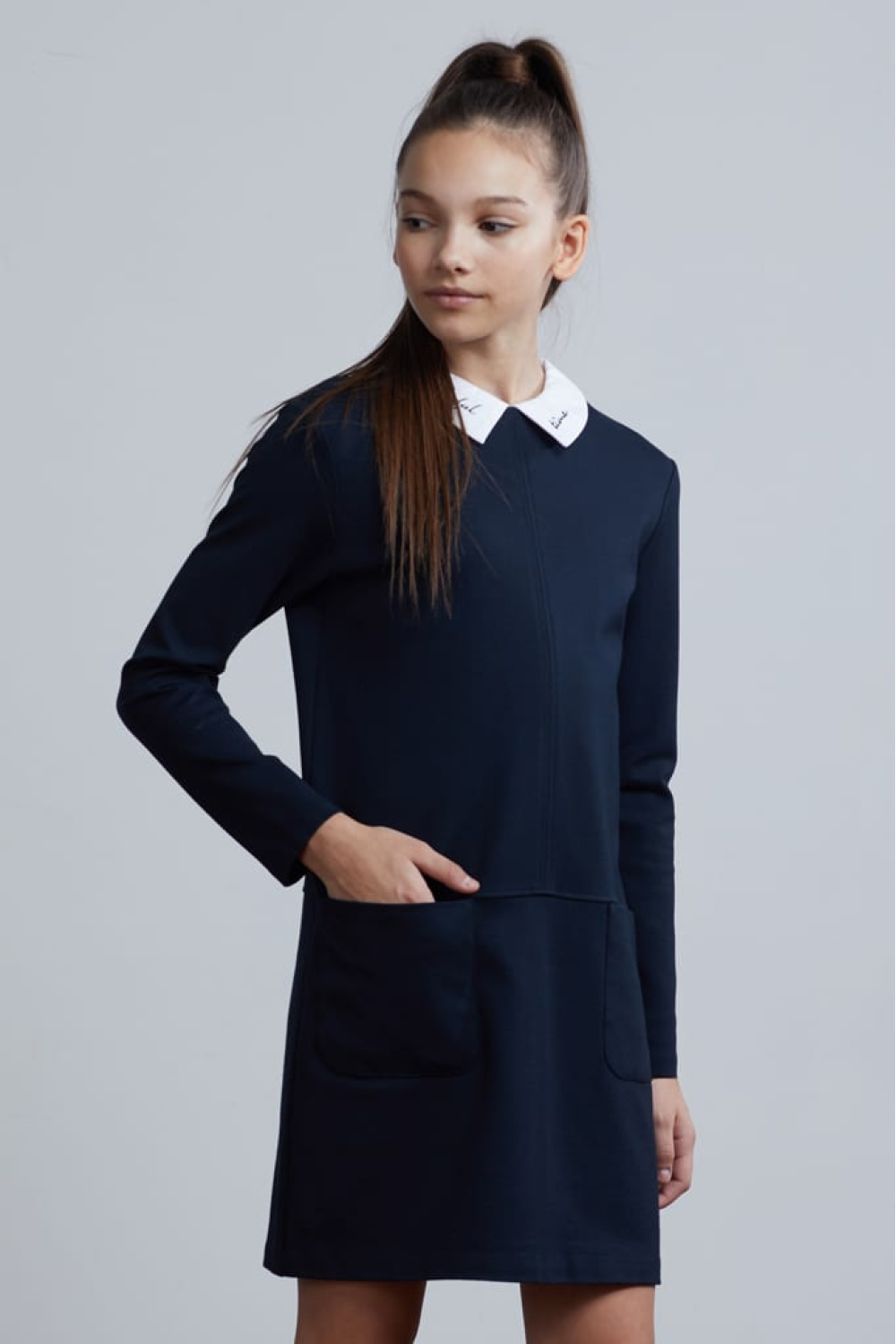 Платье с воротничком из трикотажа milano jersey (SSFSG-928-23607-309) Silver spoon