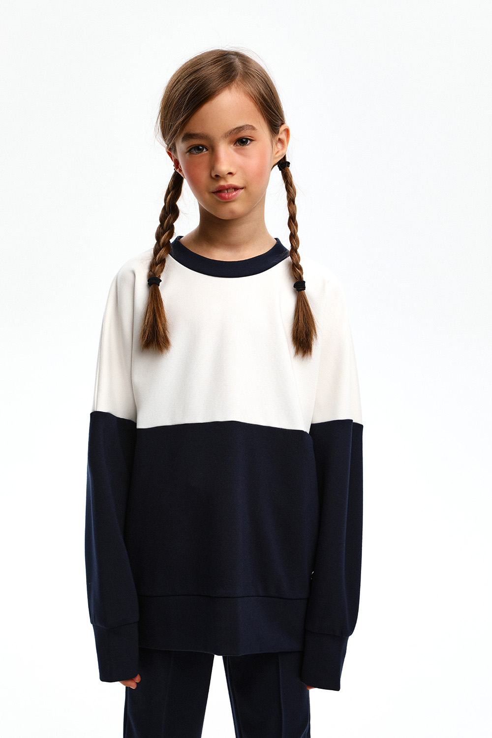 Свитшот  "Color block" из трикотажа "Milano Jersey" (SSLWG-328-28204-309) Silver spoon