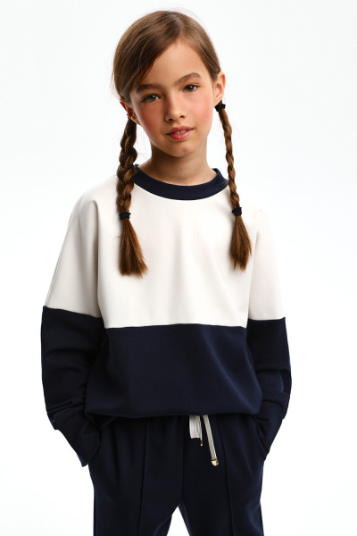 Свитшот  "Color block" из трикотажа "Milano Jersey" (SSLWG-328-28204-309) Silver spoon